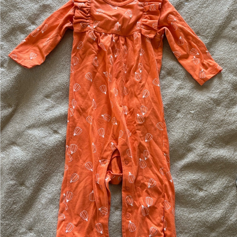 Cat & Jack Orange Baby Romper with Hot Air Balloon Print